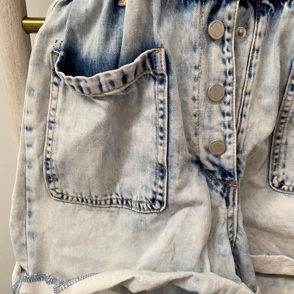 Blank NYC Time Zone Blue Washed Denim Short Sleeve Cotton Casual Romper Size S - Picture 9 of 12